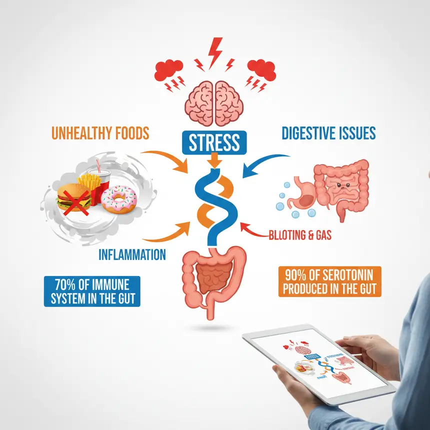 Gut-brain connection, stress impact