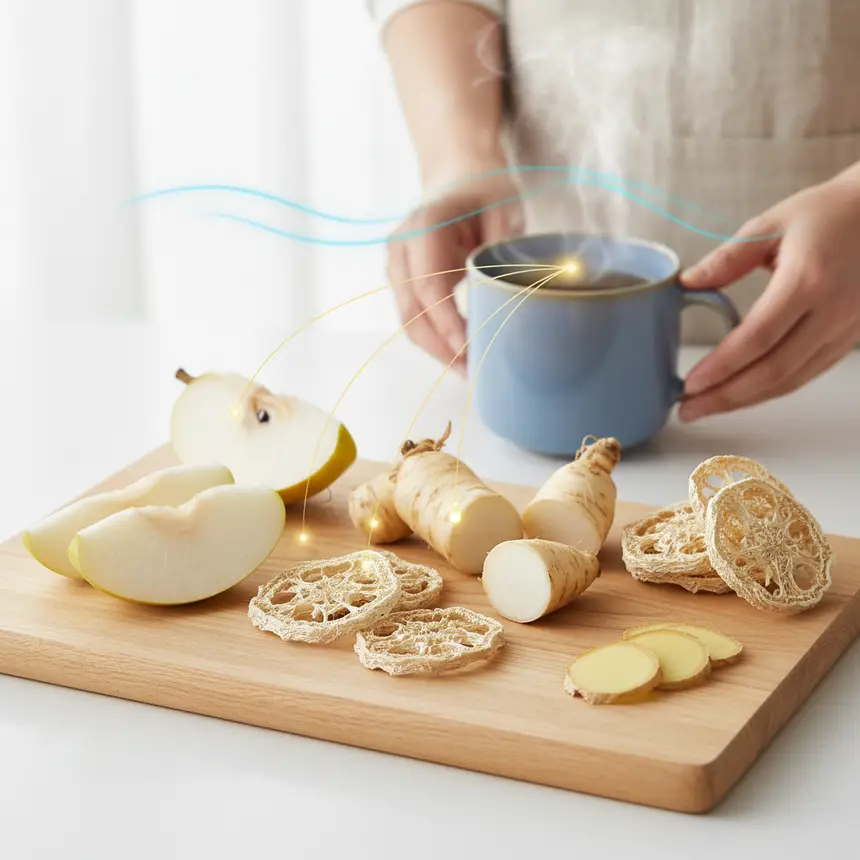 Throat health ingredients, hydration