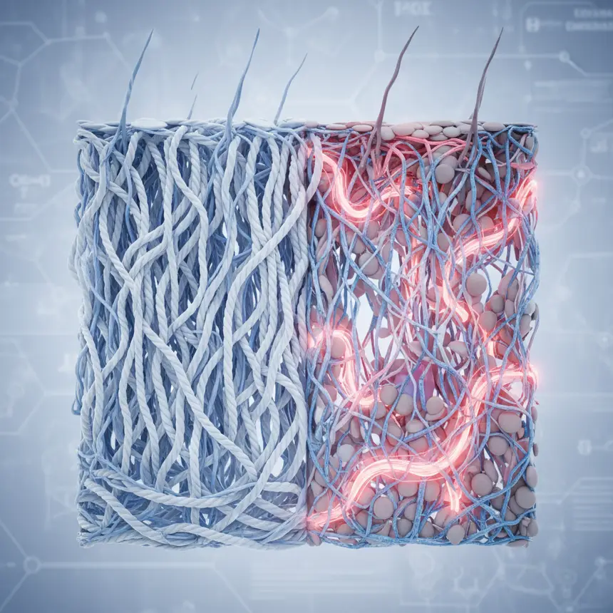 Skin aging causes, collagen damage