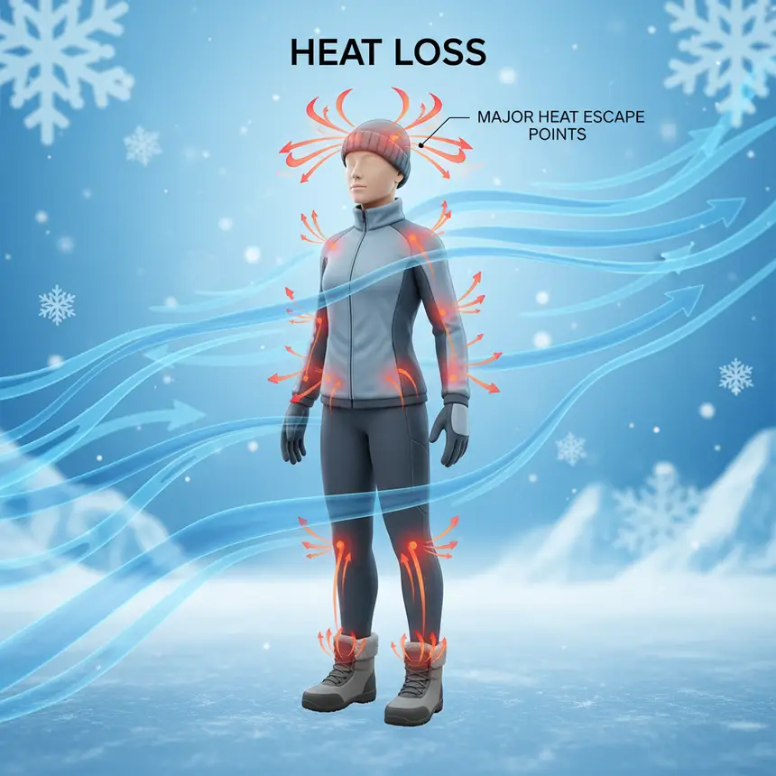 Causes of body heat loss