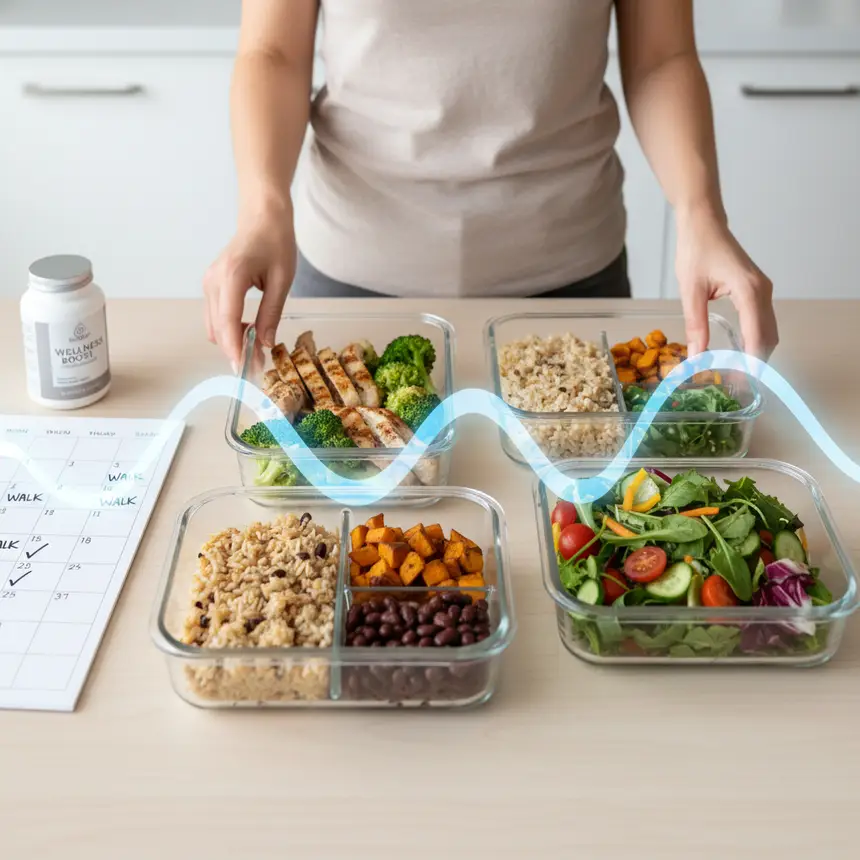 Dietary changes, regular exercise, blood sugar monitoring