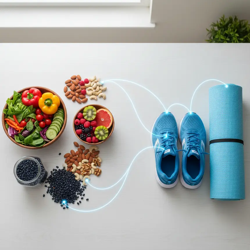 Healthy menopause diet, regular exercise, stress relief, sleep hygiene