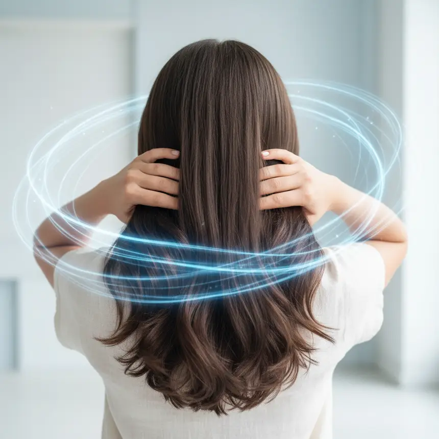 A person with healthy, shiny hair