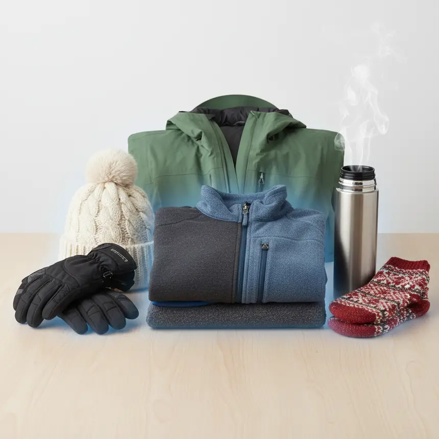 Winter clothing, cold weather gear, layered dressing