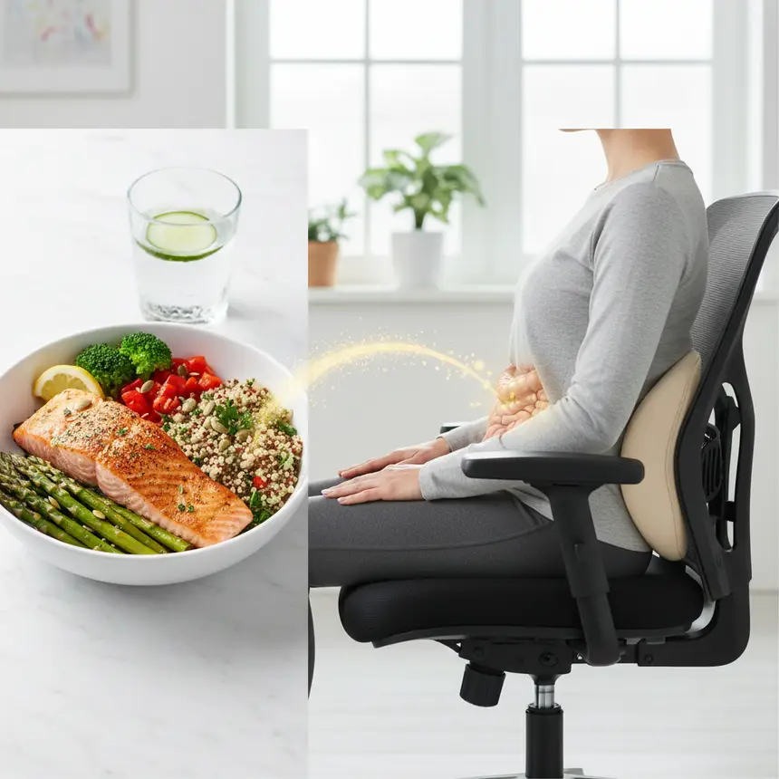 Healthy diet, correct posture, digestive improvement